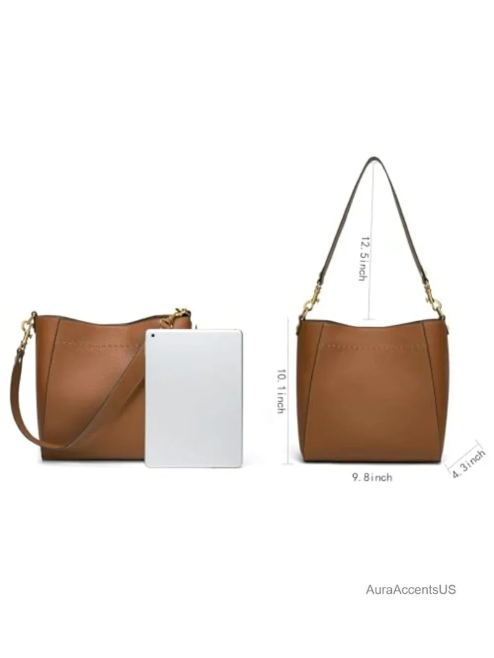 Genuine Leather Bucket Hobo Bag Women's Shoulder Tote Purse